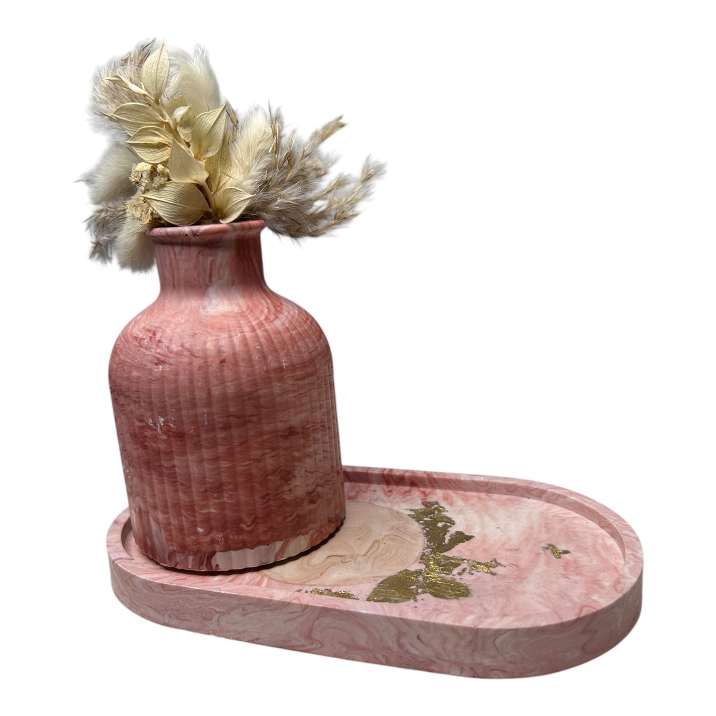 Ensemble plateau et vase en Jesmonite – Élégance et artisanat